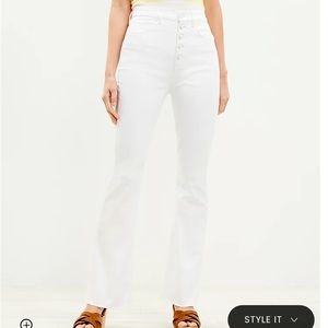 LOFT: Button Front High Rise Slim Flare Jeans in White - New with Tags